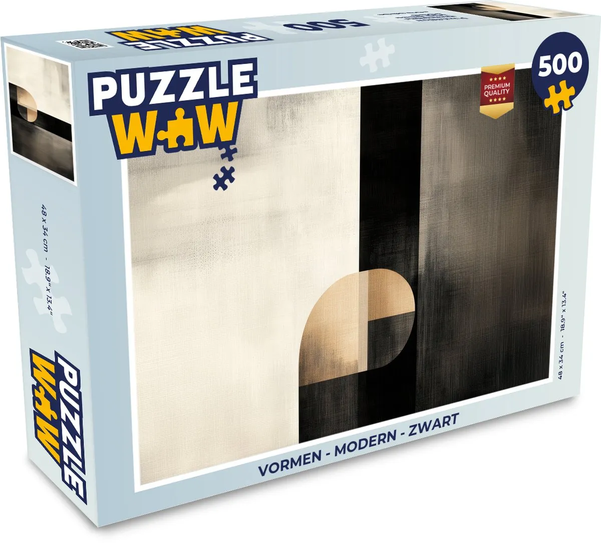 PuzzleWow Modern Legpuzzel 500 Stuks - Vormen - Zwart/Goud