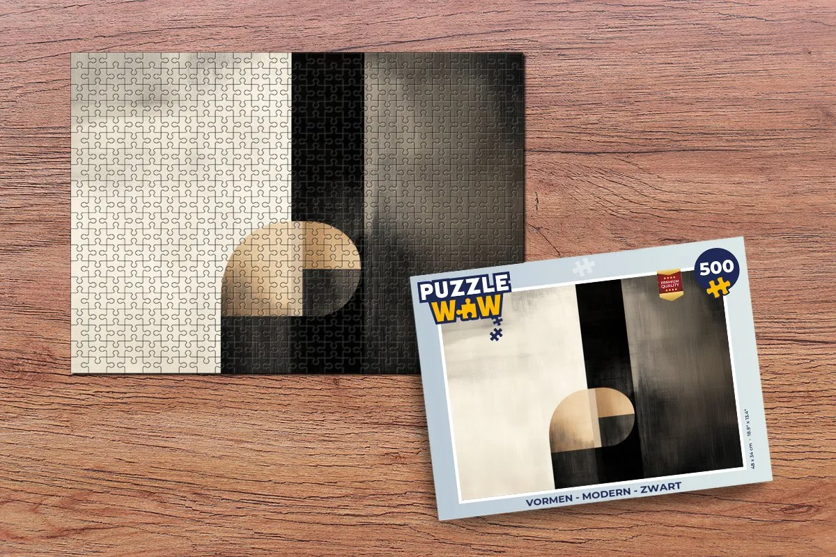 PuzzleWow Modern Legpuzzel 500 Stuks - Vormen - Zwart/Goud