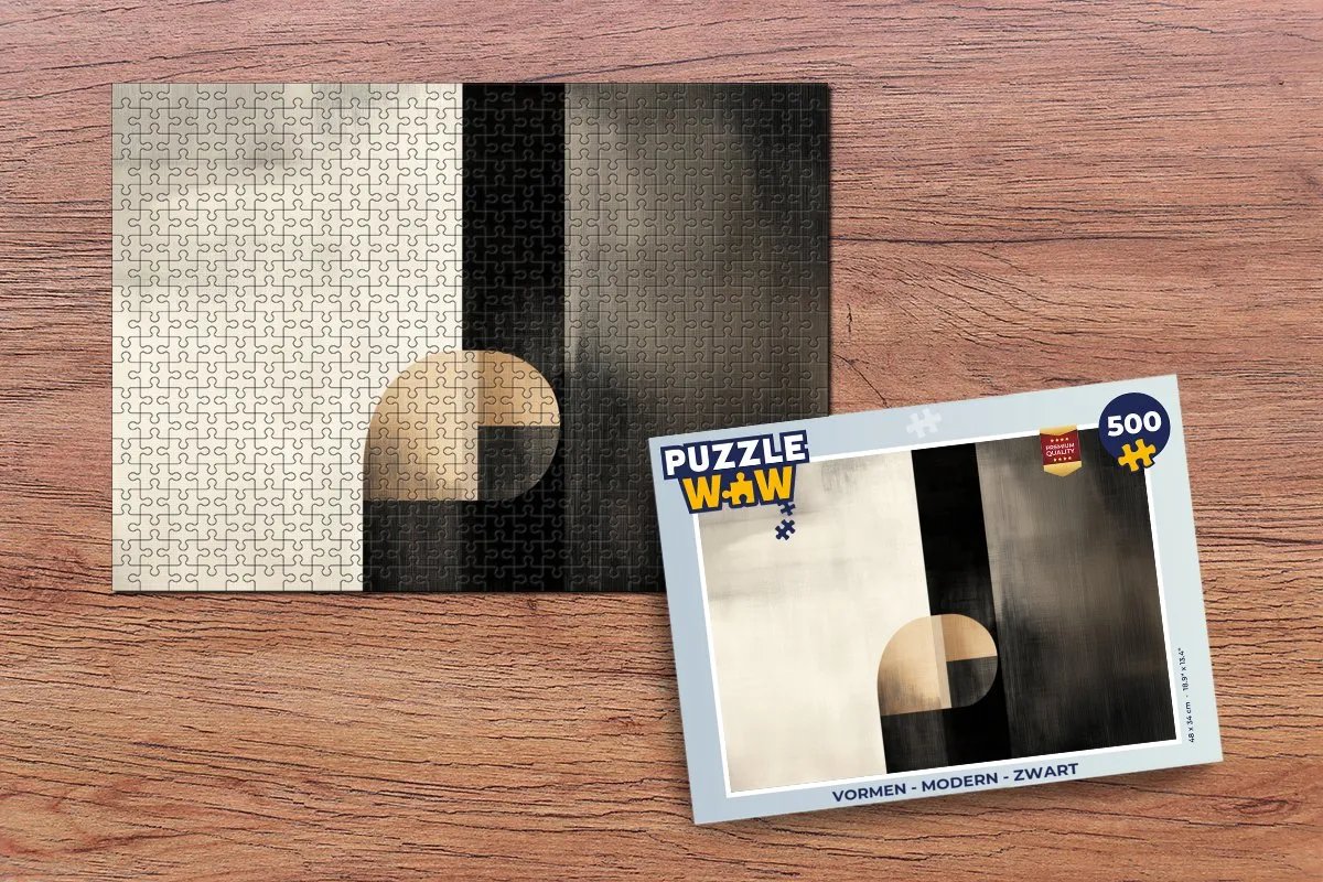 PuzzleWow Modern Legpuzzel 500 Stuks - Vormen - Zwart/Goud