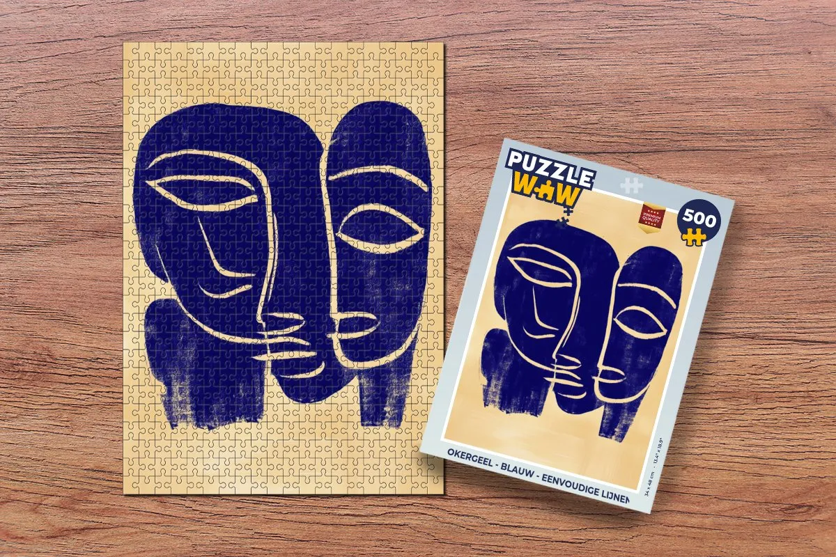 PuzzleWow Legpuzzel 500 Stuks - Okergeel/Blauw
