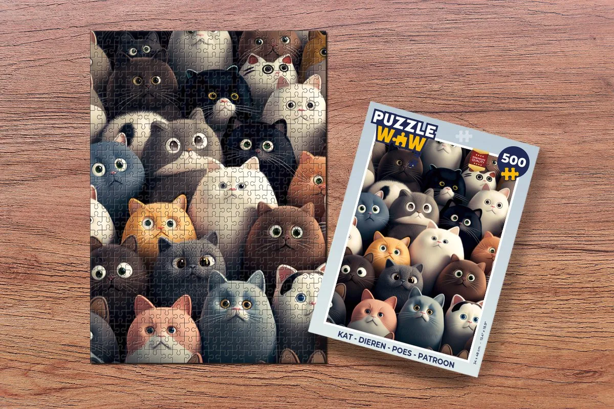 PuzzleWow Dieren Katten Legpuzzel 500 Stuks - Multicolor