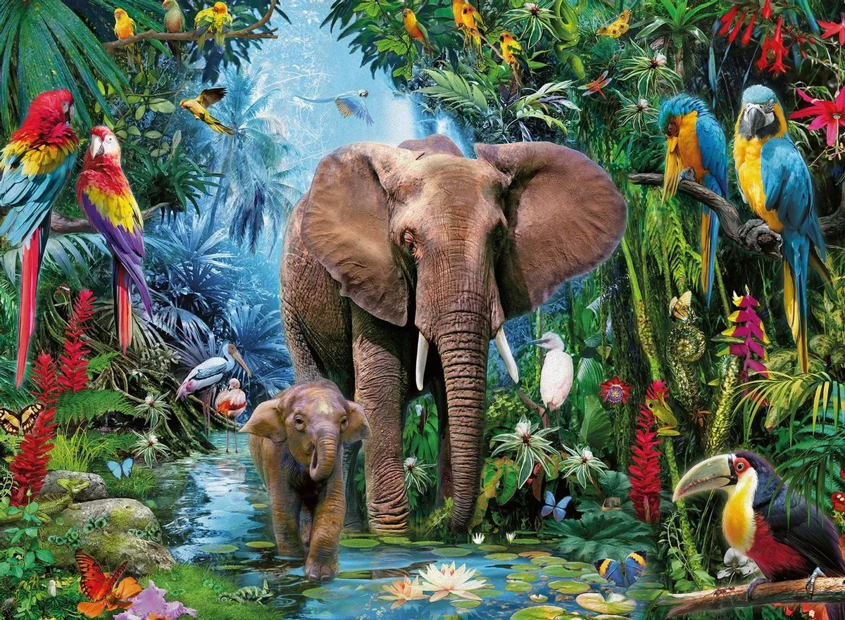 Ravensburger Olifanten in de Jungle Legpuzzel 150 Stuks - Multicolor