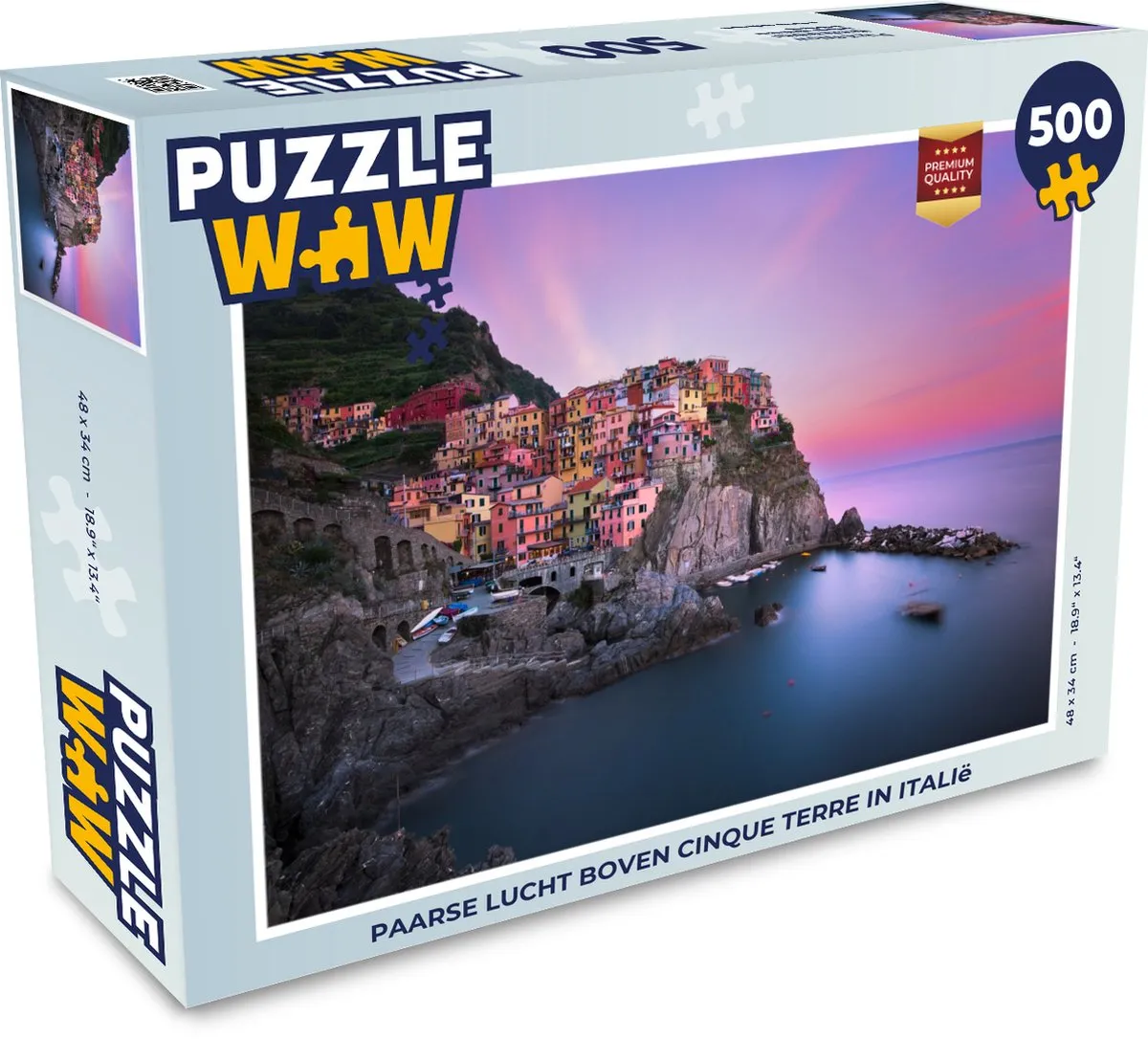 PuzzleWow Legpuzzel Cinque Terre 500 Stuks - Multicolor