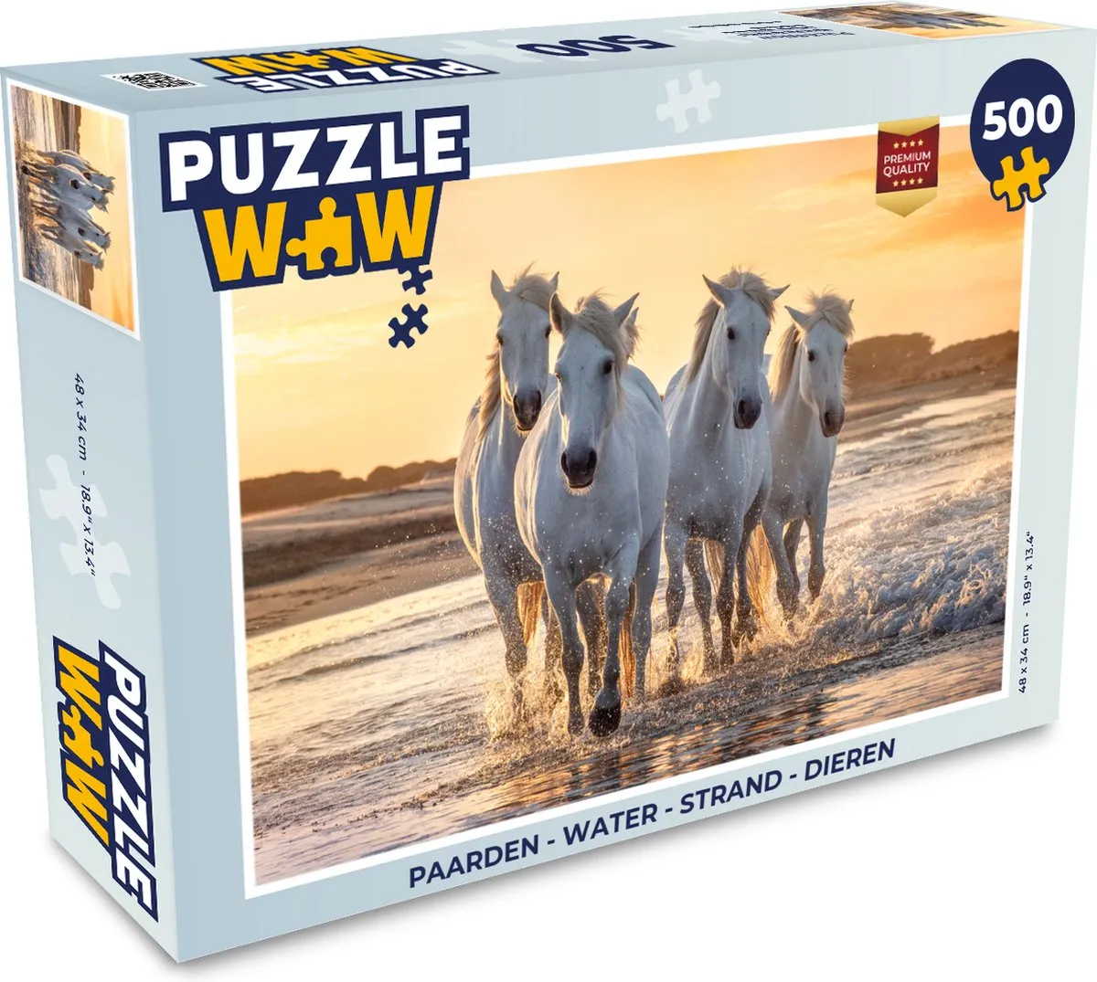 PuzzleWow Legpuzzel Paarden op Strand 500 Stuks - Multicolor