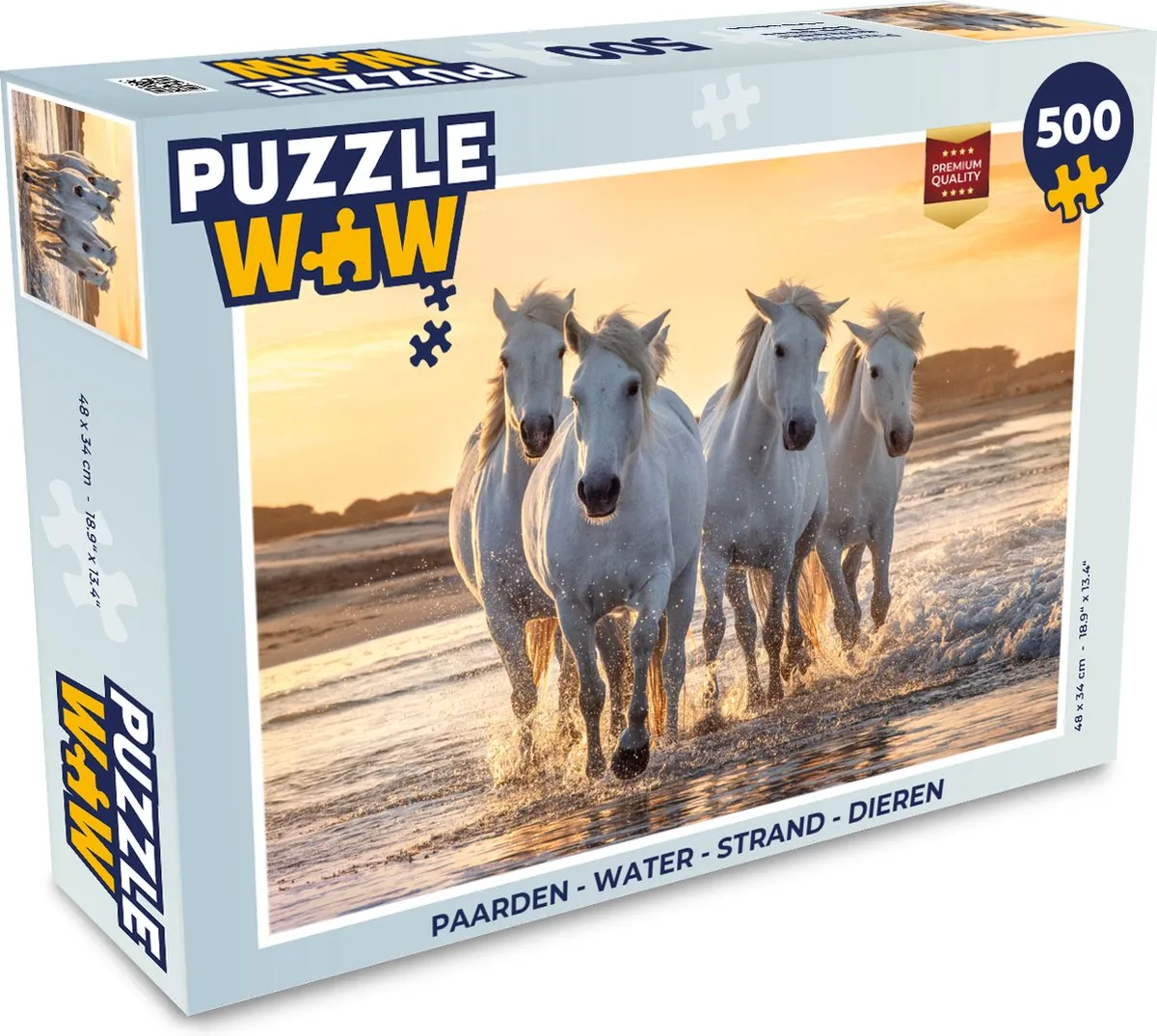 PuzzleWow Legpuzzel Paarden op Strand 500 Stuks - Multicolor