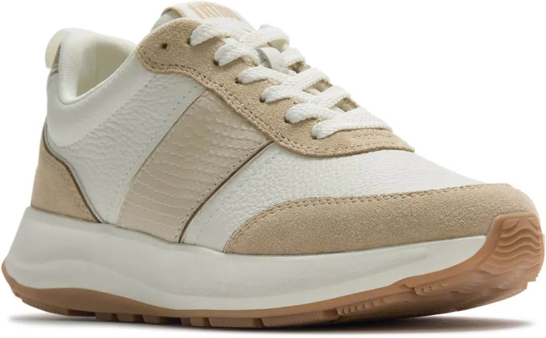 FitFlop F-Mode Flow Snake Glitter Trainers BEIGE