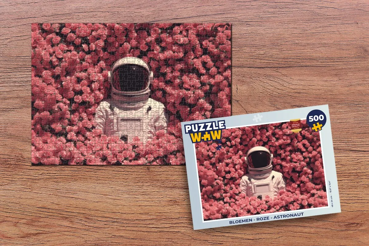 PuzzleWow Bloemen Roze Astronaut Puzzel - 500 Stuks
