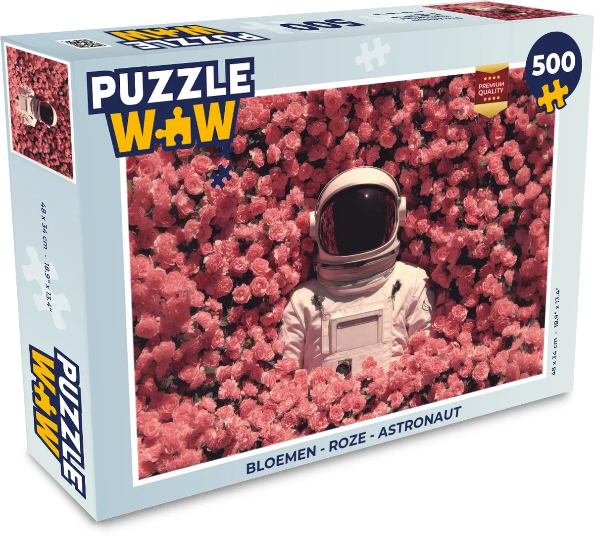PuzzleWow Bloemen Roze Astronaut Puzzel - 500 Stuks