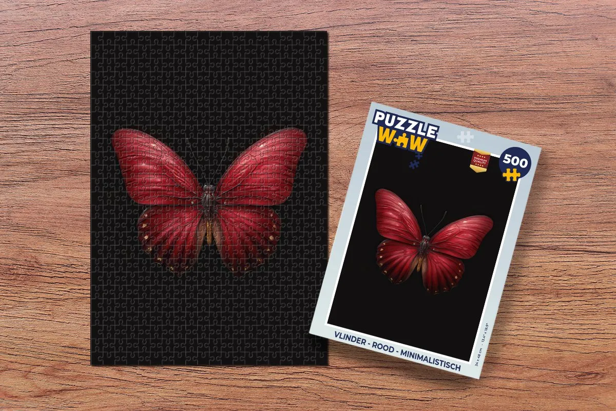 PuzzleWow Vlinder Legpuzzel 500 Stuks - Rood