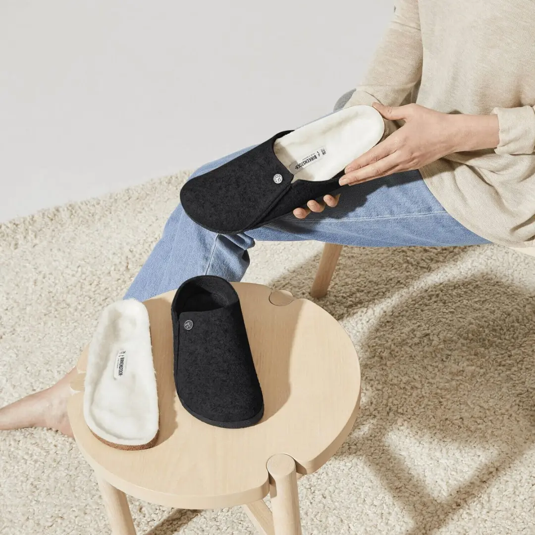 Birkenstock Zermatt Filz Shearling Pantoffels - Maat 42 - Antraciet