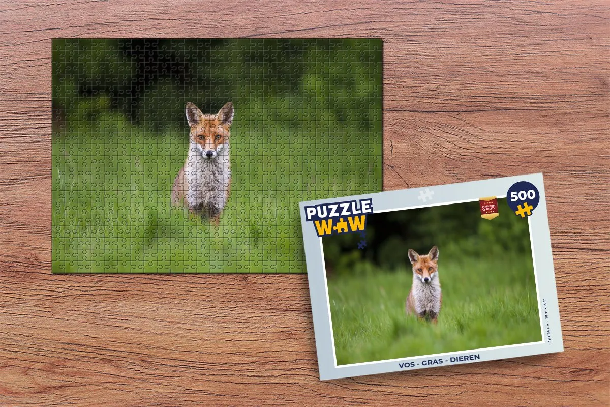 PuzzleWow Vos Gras Dieren Legpuzzel 500 Stuks - Multicolor