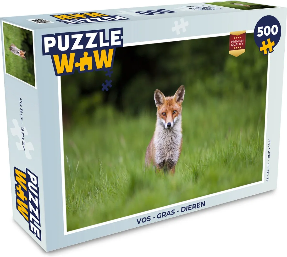 PuzzleWow Vos Gras Dieren Legpuzzel 500 Stuks - Multicolor
