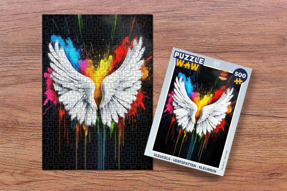 PuzzleWow Vleugels - Verfspatten Legpuzzel 500 Stuks