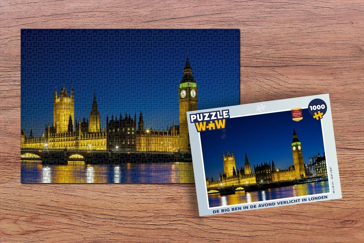 PuzzleWow Legpuzzel De Big Ben Avond Londen 1000 Stuks - Multicolor