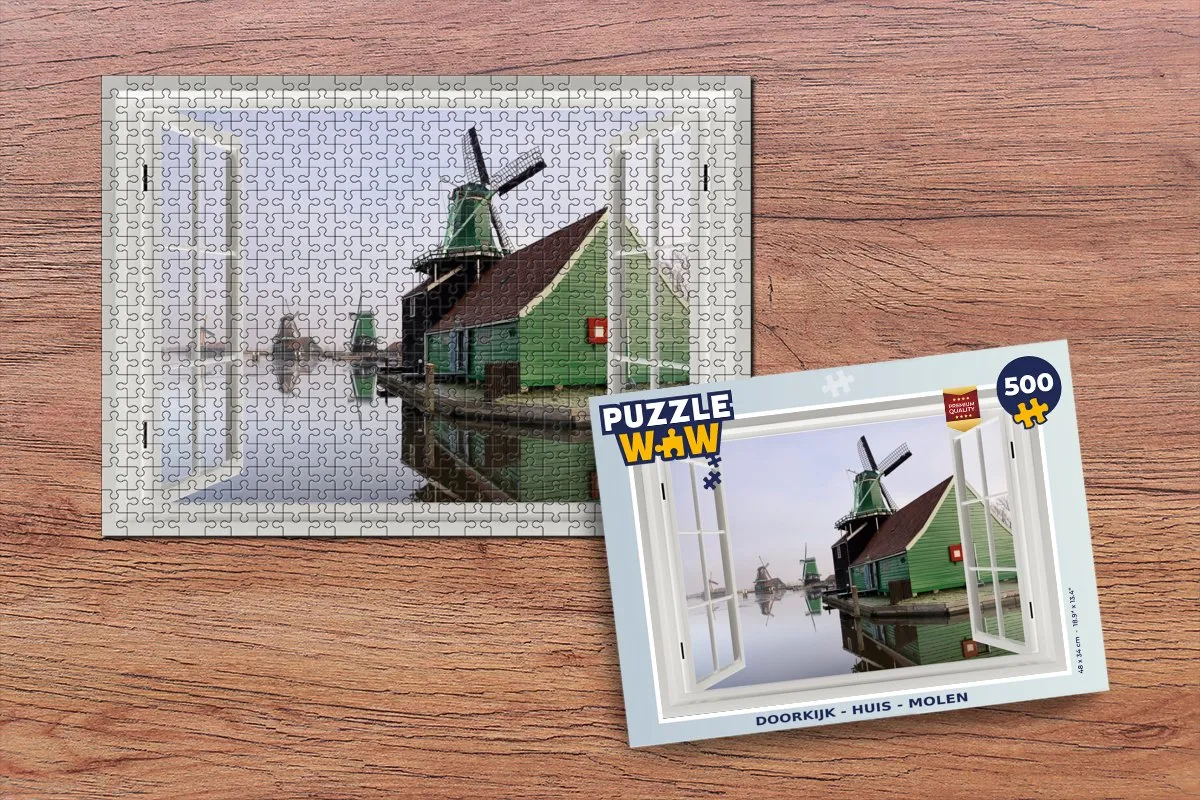 PuzzleWow Doorkijk Huis Molen Legpuzzel 500 Stuks - Multicolor