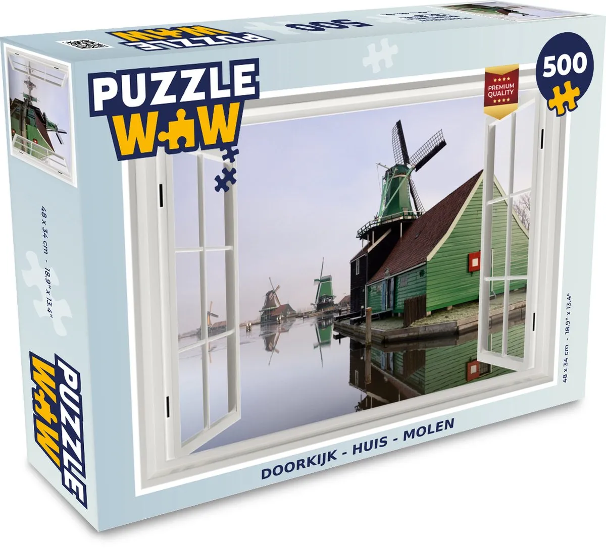 PuzzleWow Doorkijk Huis Molen Legpuzzel 500 Stuks - Multicolor