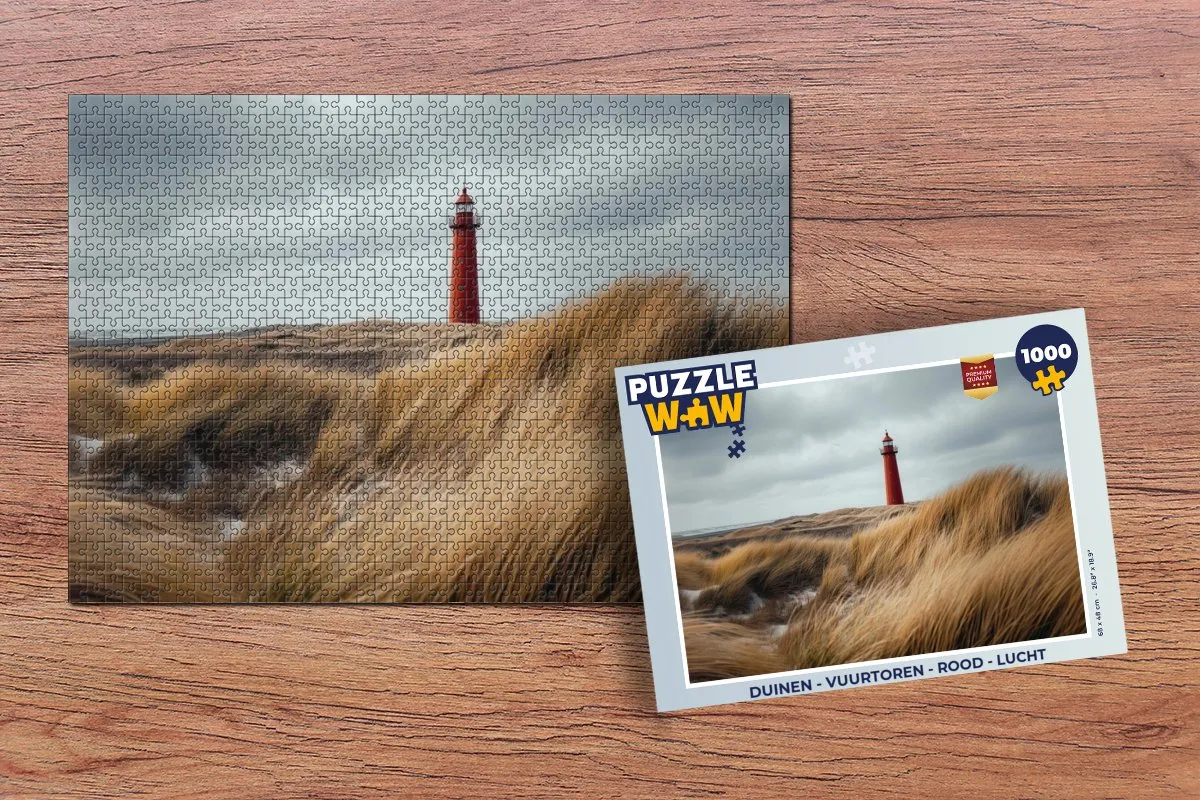 PuzzleWow Duinen Vuurtoren Legpuzzel 1000 Stuks - Rood