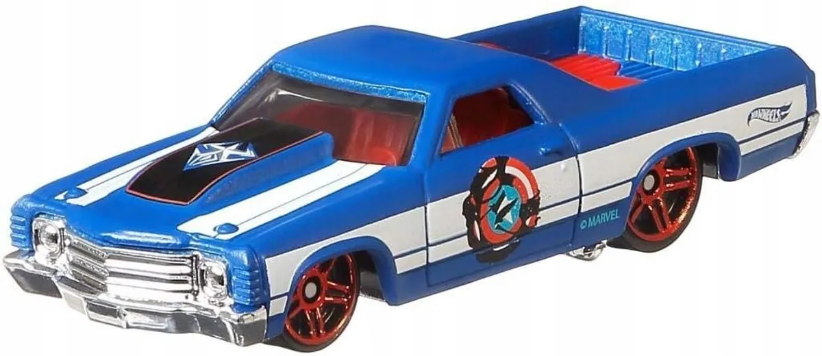Hot Wheels Marvel '71 El Camino Captain America Venom - Wit/Blauw/Rood