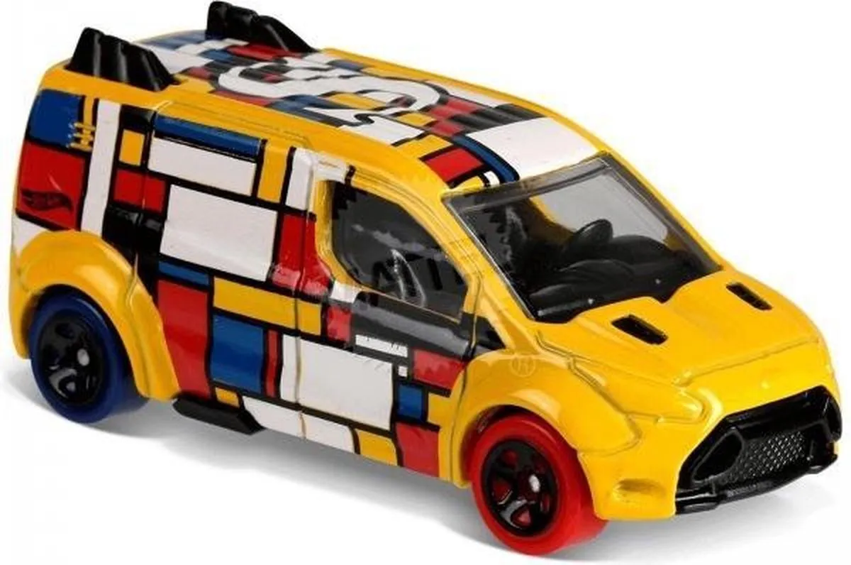 Hot Wheels Ford Transit Connect Art-Car 7cm - Geel