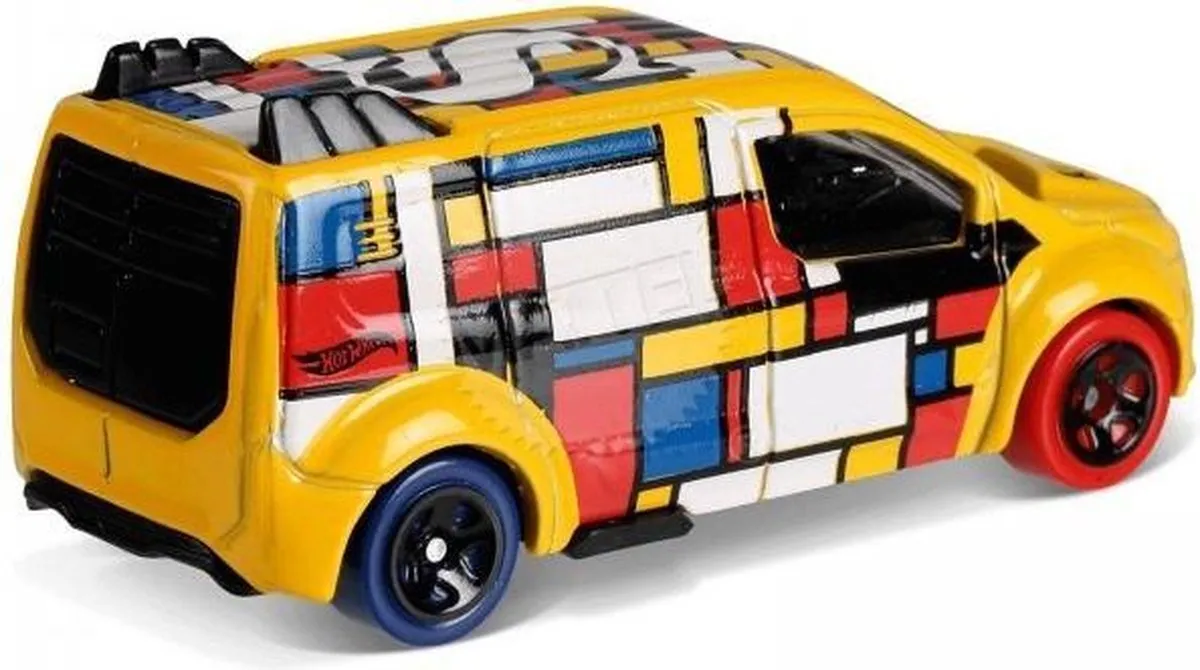 Hot Wheels Ford Transit Connect Art-Car 7cm - Geel