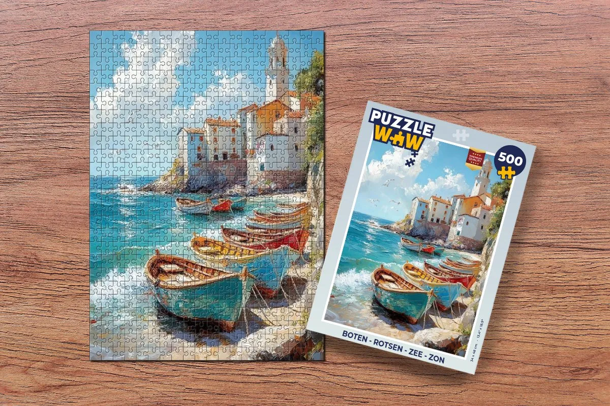 PuzzleWow Legpuzzel 500 Stuks - Boten, Zee & Rotsen