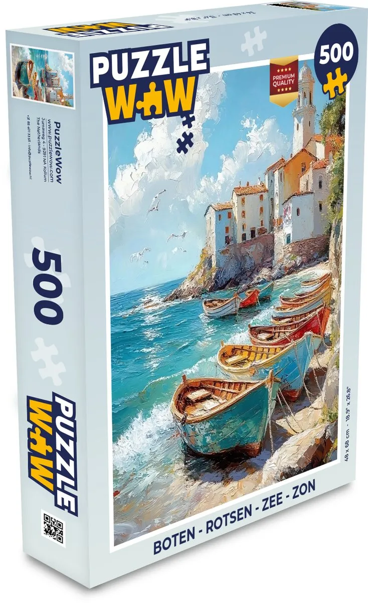 PuzzleWow Legpuzzel 500 Stuks - Boten, Zee & Rotsen