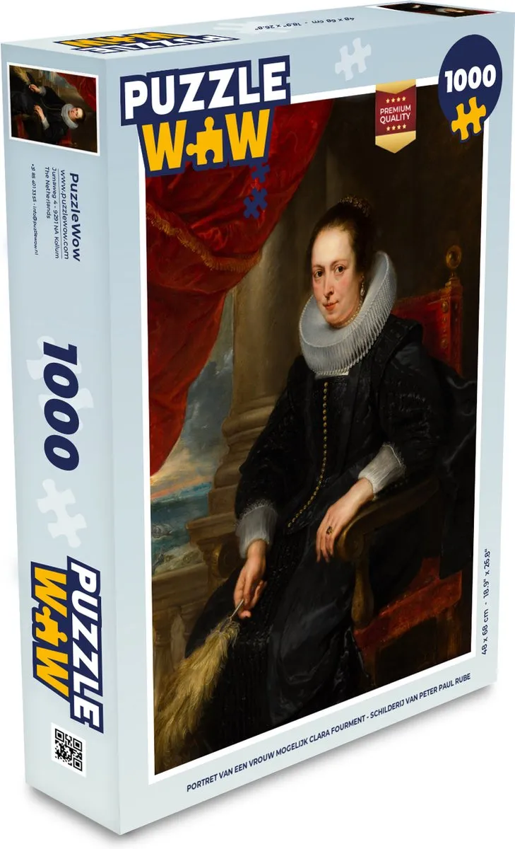 PuzzleWow Portret van een vrouw Clara Fourment Legpuzzel 1000 Stuks - Multicolor