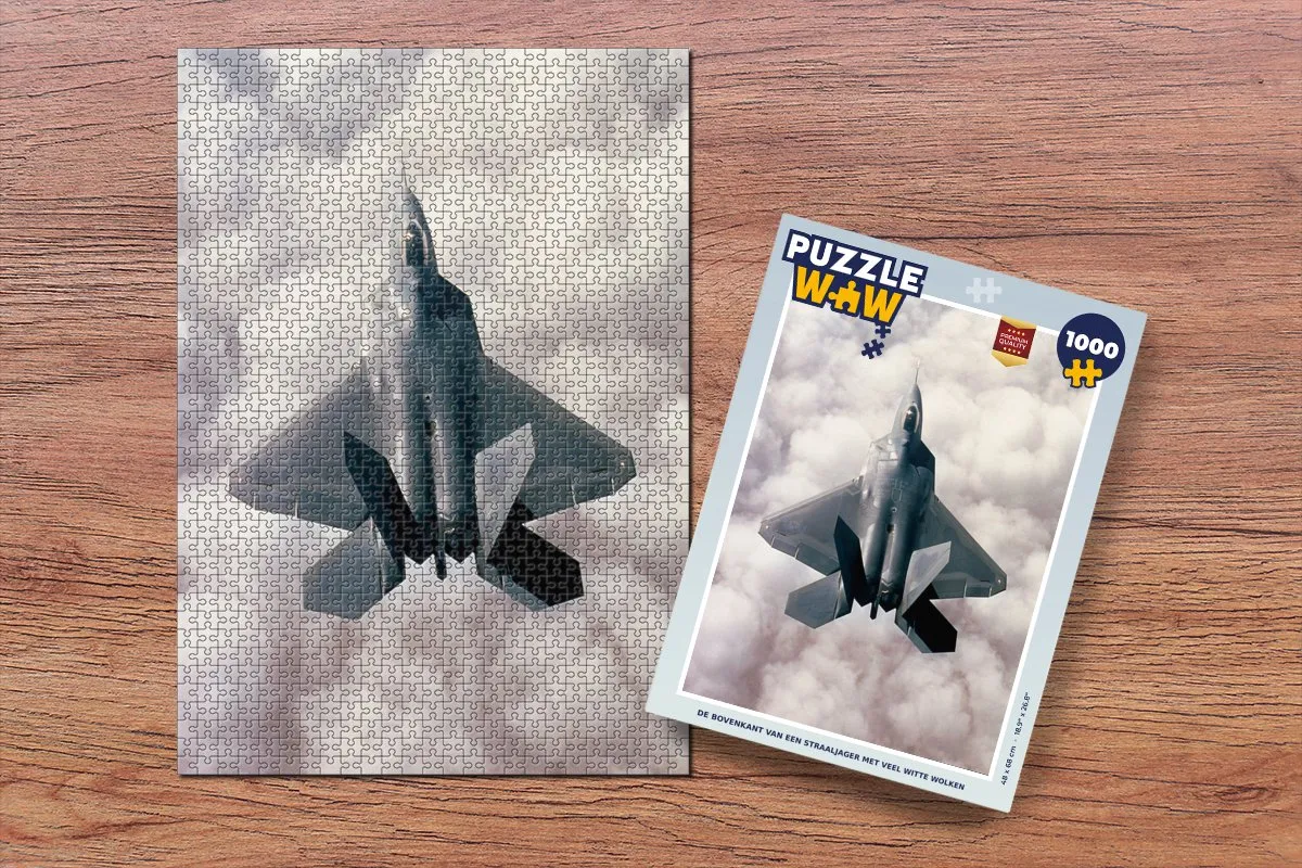 PuzzleWow Legpuzzel 1000 Stuks - Straaljager met Wolken Multicolor