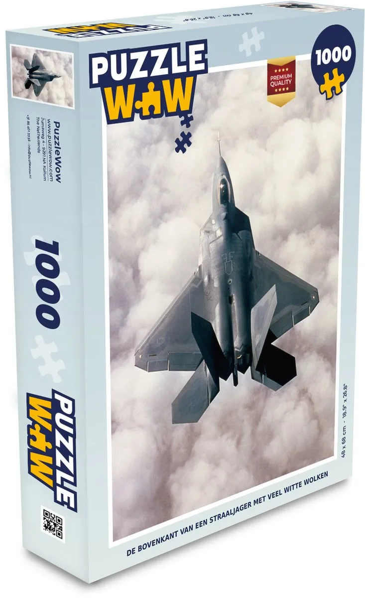 PuzzleWow Legpuzzel 1000 Stuks - Straaljager met Wolken Multicolor