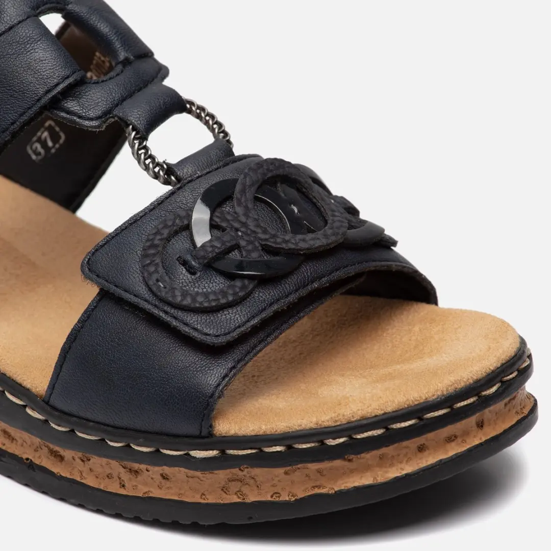 Rieker Ring Slippers Blauw - Synthetisch - Dames - Maat 39 - afbeelding 6 van 6