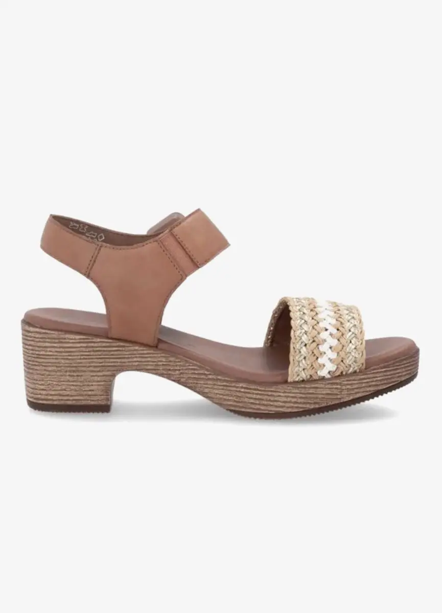 Remonte D0N58-03 sandalen met hak klittenband bruin beige goud