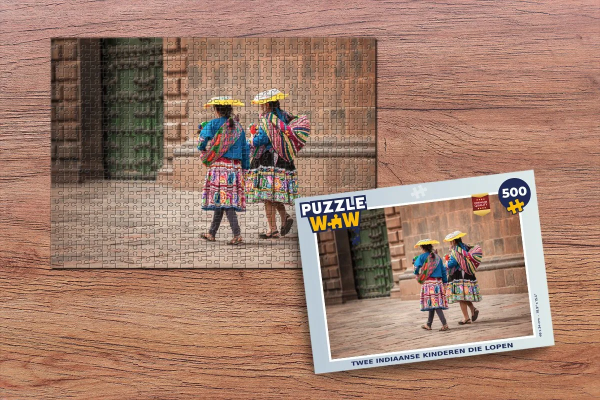 PuzzleWow Legpuzzel Twee Indiaanse Kinderen 500 Stuks - Multicolor