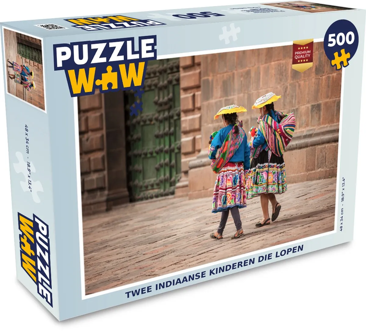 PuzzleWow Legpuzzel Twee Indiaanse Kinderen 500 Stuks - Multicolor