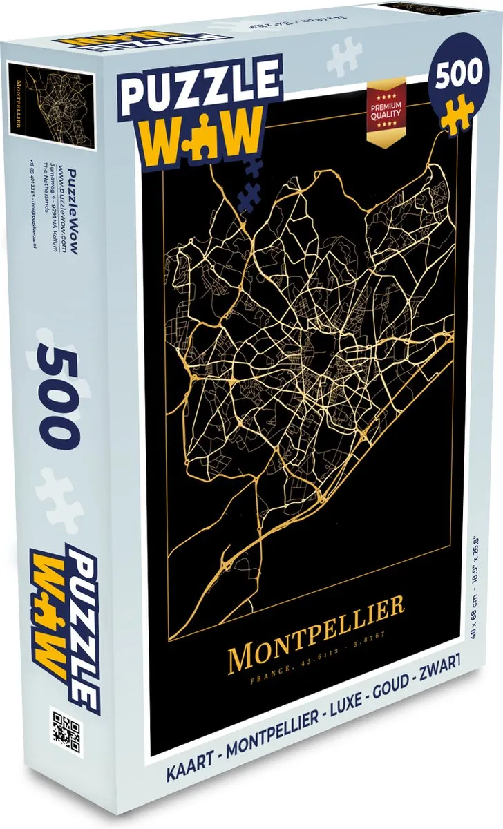 PuzzleWow Montpellier Legpuzzel 500 Stuks - Goud/Zwart