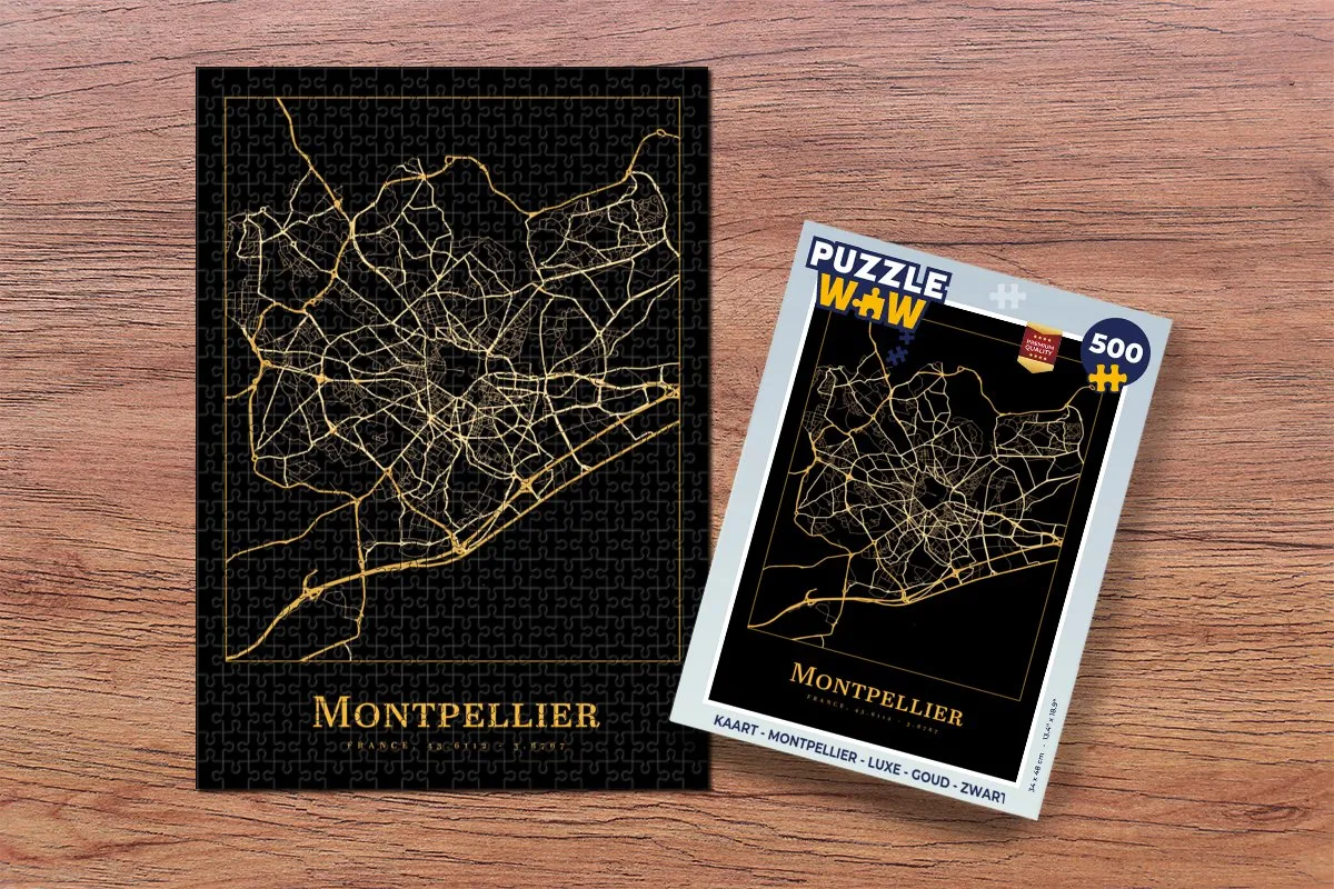 PuzzleWow Montpellier Legpuzzel 500 Stuks - Goud/Zwart