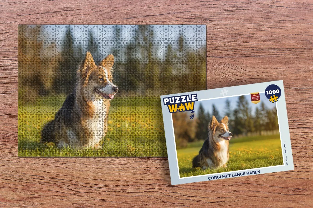 PuzzleWow Corgi met Lange Haren Legpuzzel 1000 Stuks - Multicolor
