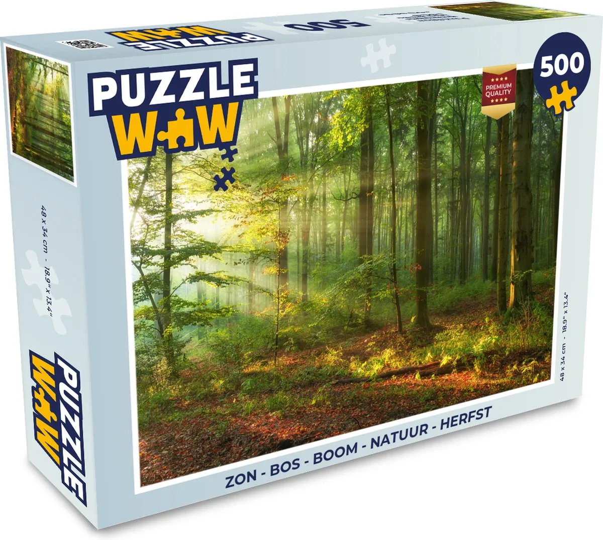 PuzzleWow Puzzel Zon - Bos - Bomen - Herfst 1000 Stuks - Multicolor