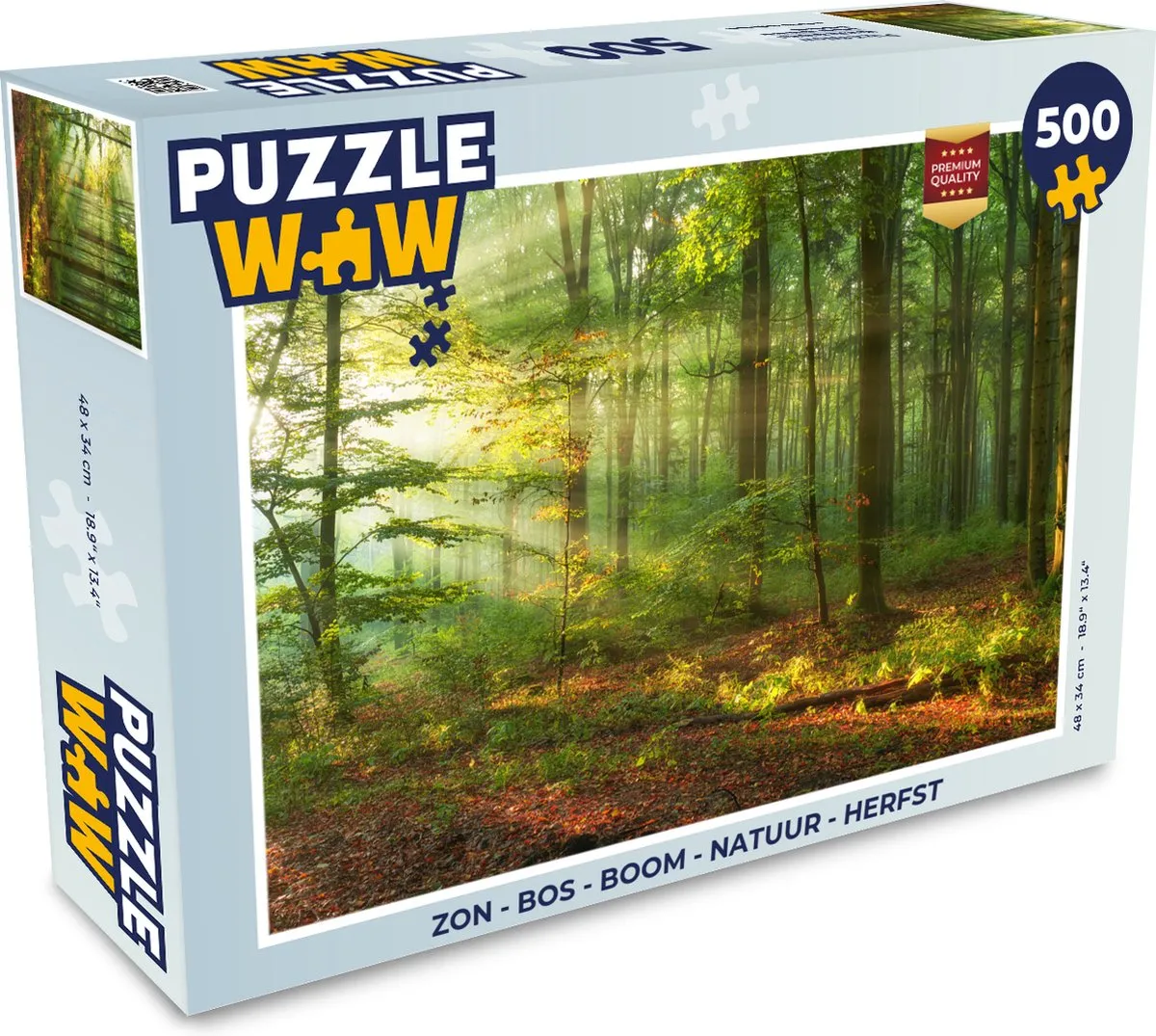 PuzzleWow Puzzel Zon - Bos - Bomen - Herfst 1000 Stuks - Multicolor