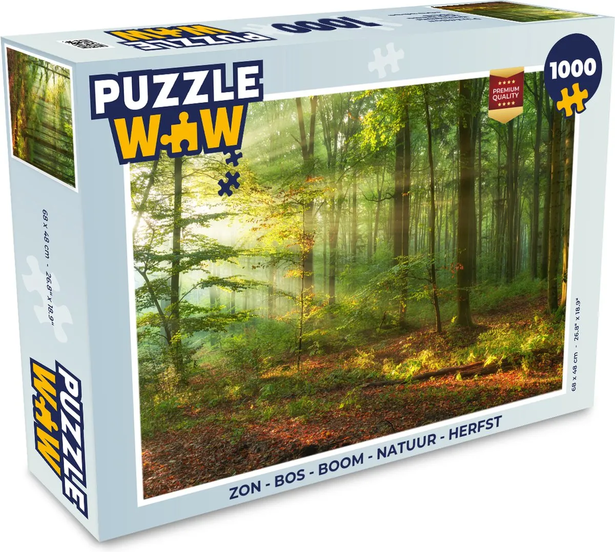 PuzzleWow Puzzel Zon - Bos - Bomen - Herfst 1000 Stuks - Multicolor