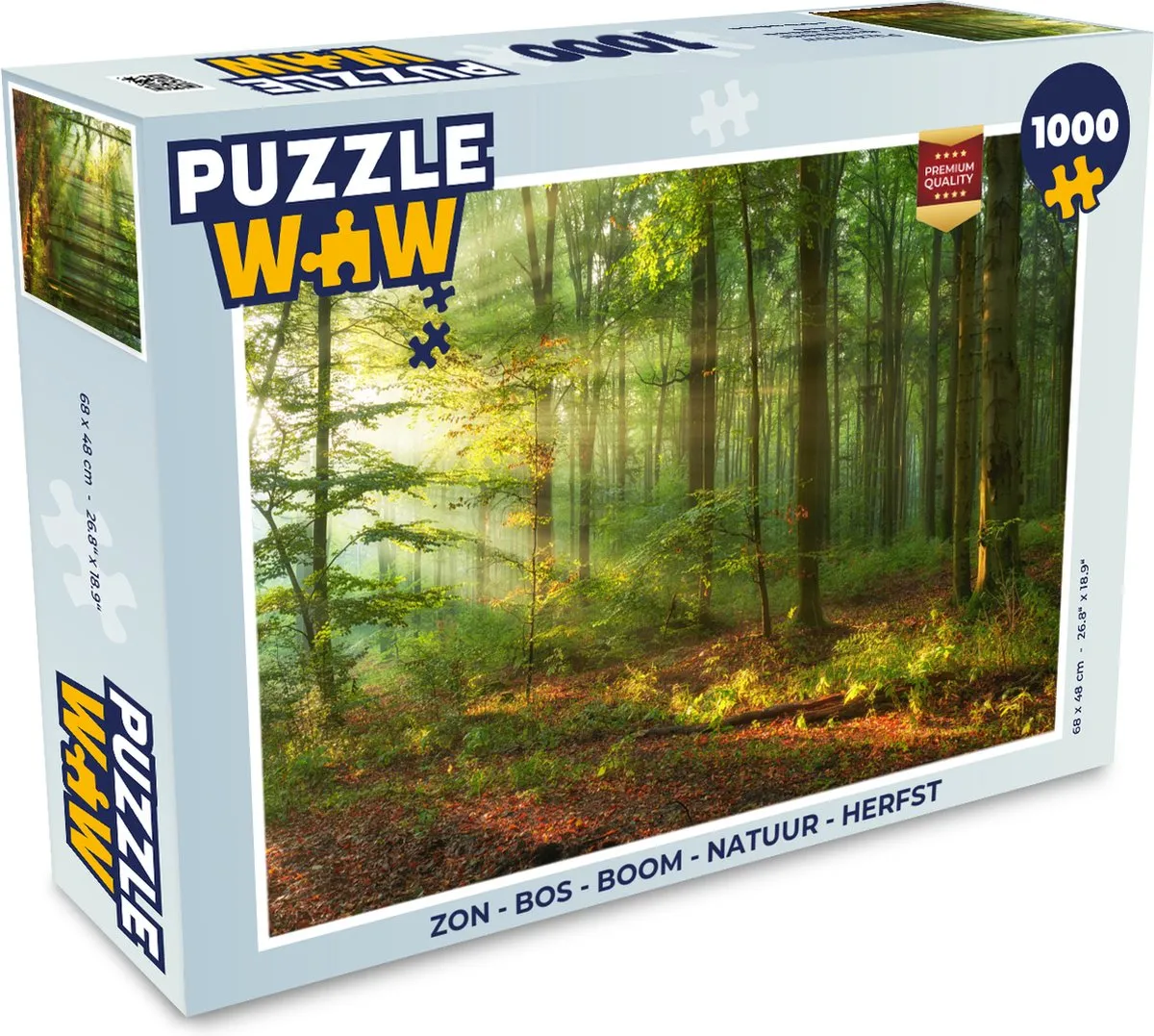 PuzzleWow Puzzel Zon - Bos - Bomen - Herfst 1000 Stuks - Multicolor