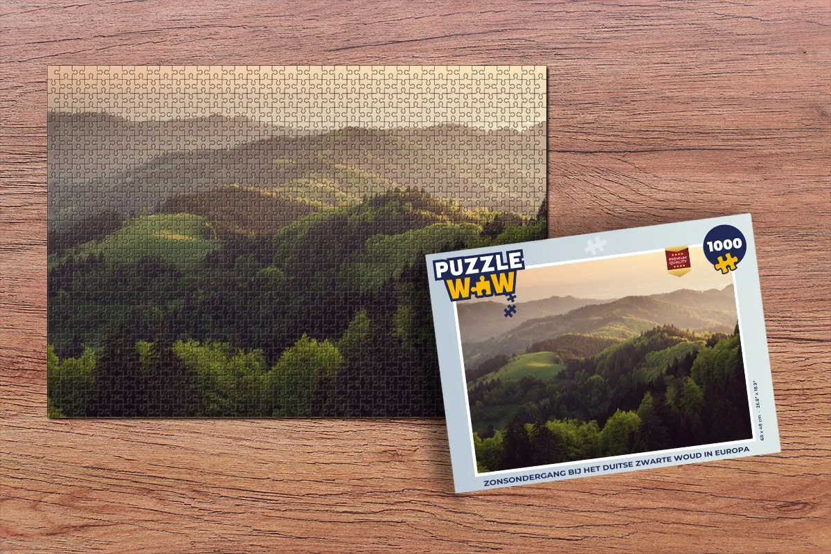 PuzzleWow Legpuzzel Zonsondergang Duits Zwarte Woud 1000 Stuks - Multicolor