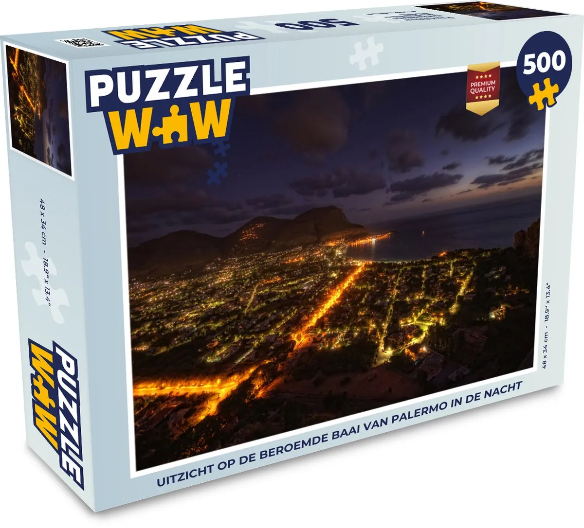 PuzzleWow Palermo Nacht Legpuzzel 500 Stuks - Multicolor