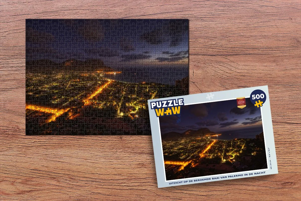 PuzzleWow Palermo Nacht Legpuzzel 500 Stuks - Multicolor