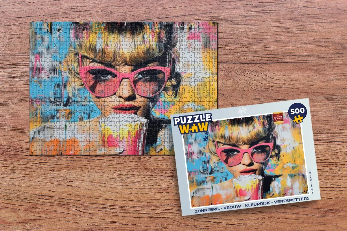 PuzzleWow Zonnebril Legpuzzel 500 Stuks - Verfspetters