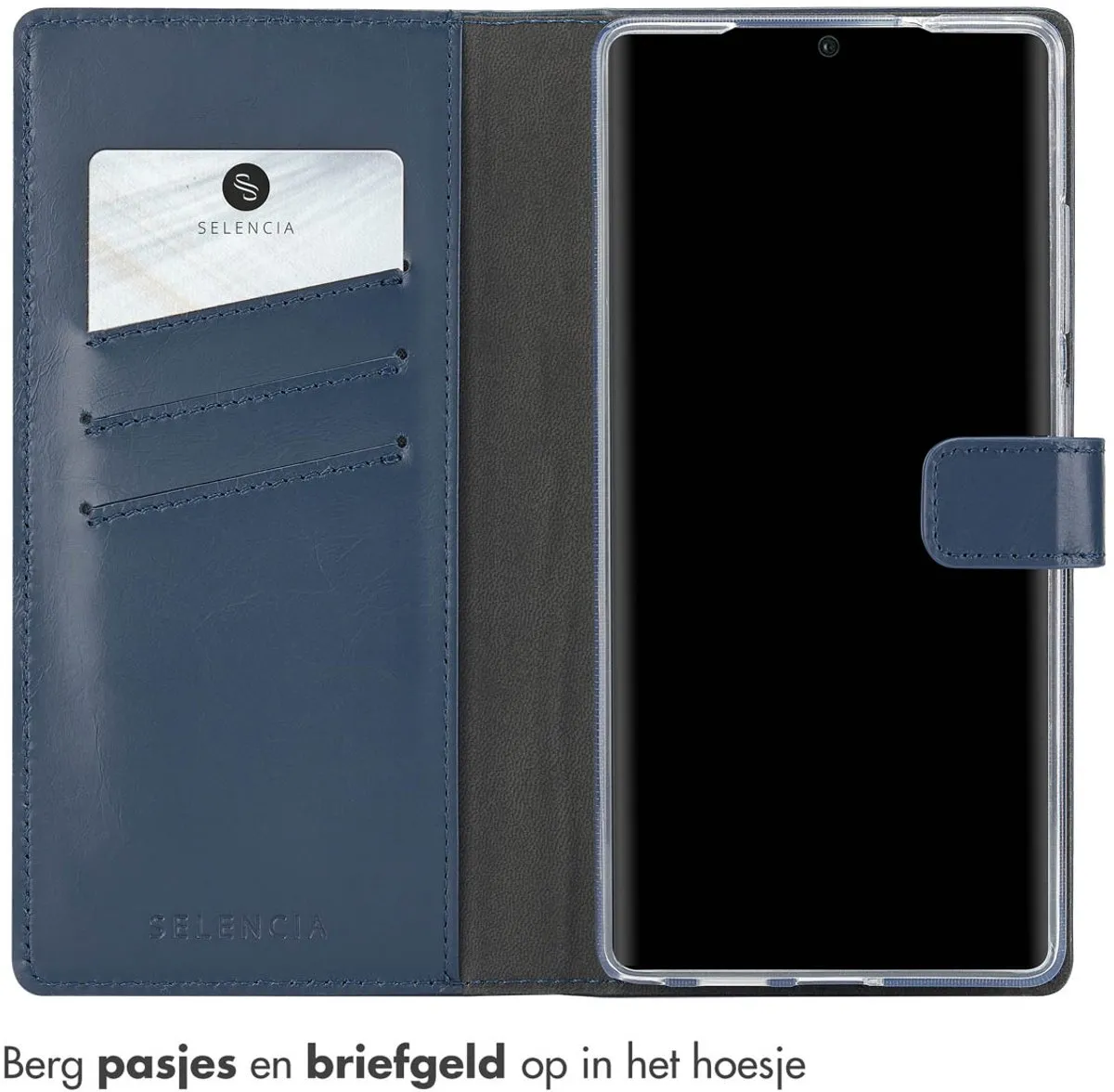 Selencia Hoesje Samsung Galaxy S25 Ultra - Echt Lederen Bookcase 3 Stuks - Blauw