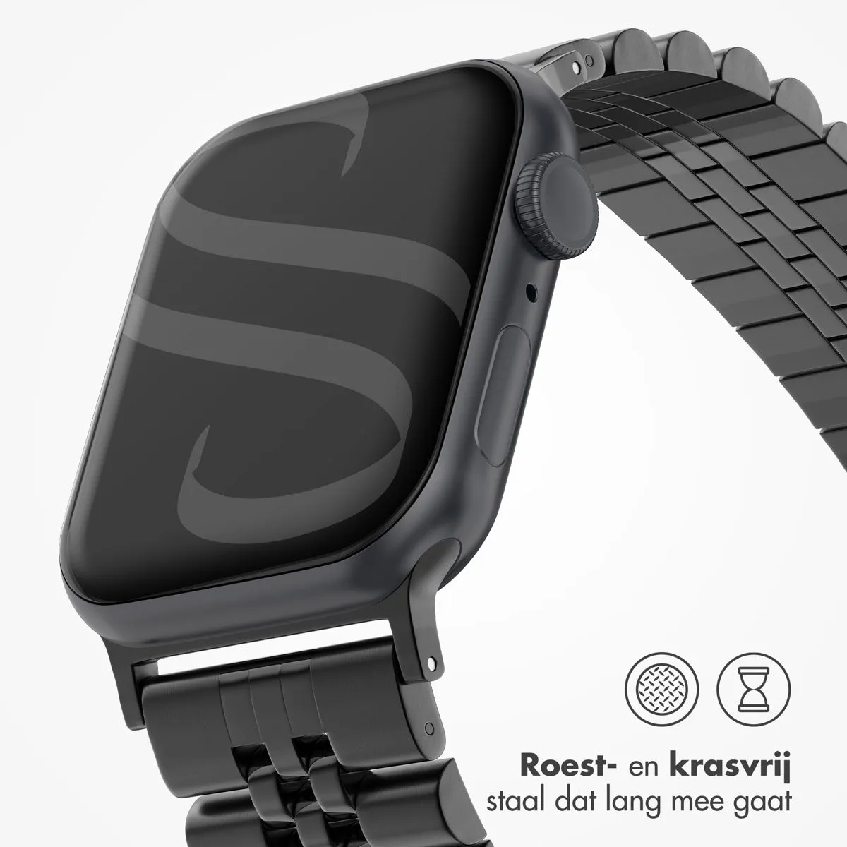 Selencia Stalen Bandje Apple Watch 42mm - Zwart