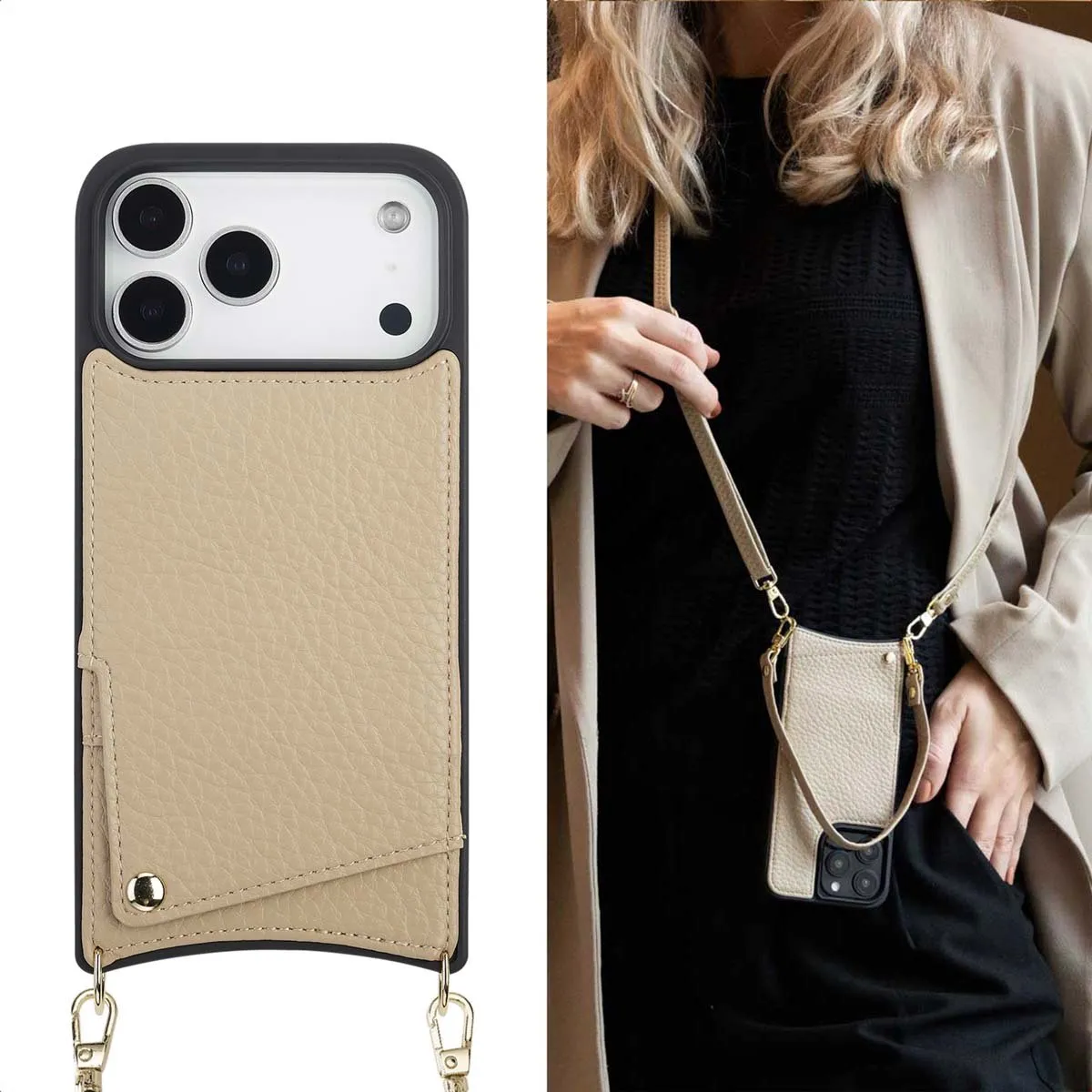 Selencia Hoesje iPhone 17 Pro Max Beige - 2 Pasjes