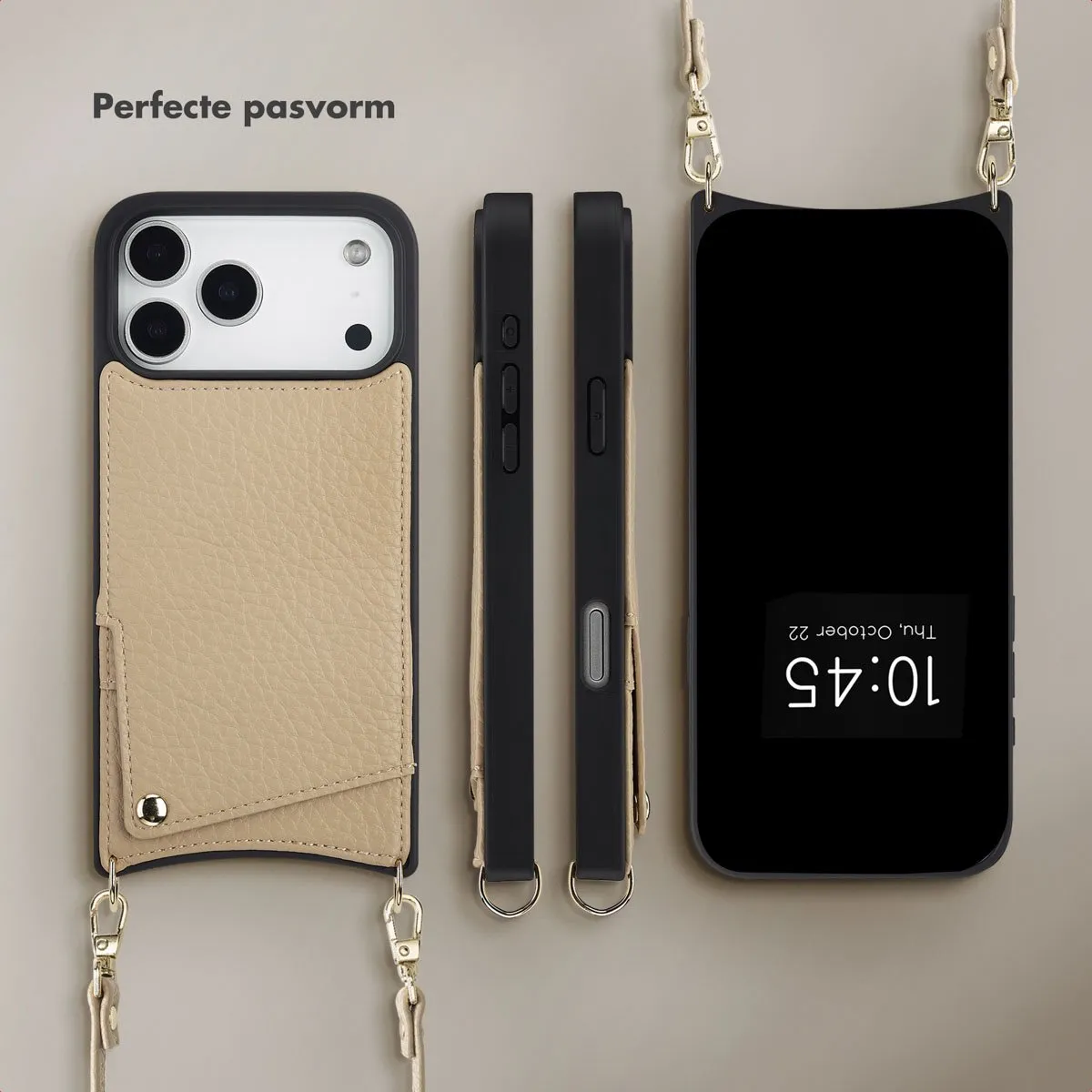 Selencia Hoesje iPhone 17 Pro Max Beige - 2 Pasjes - afbeelding 6 van 6