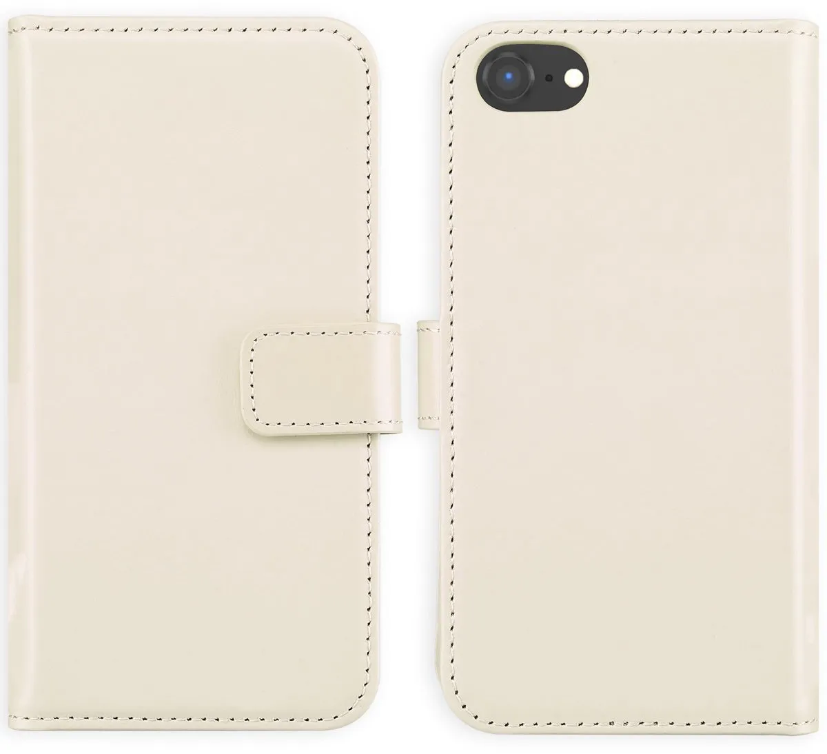 Selencia Hoesje iPhone SE/8/7 - Echt Lederen Bookcase - Greige