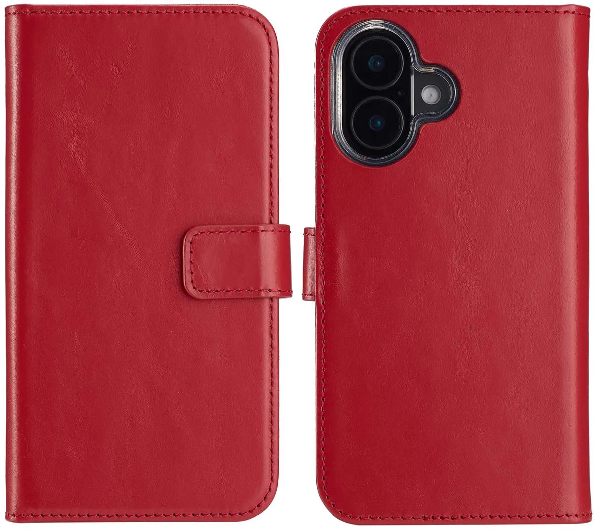 Selencia Hoesje iPhone 16 Plus Echt Lederen Bookcase - Rood